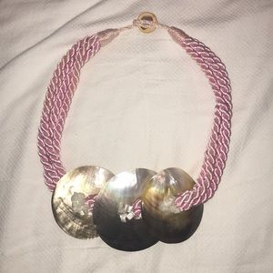 Pink cord and shell necklace